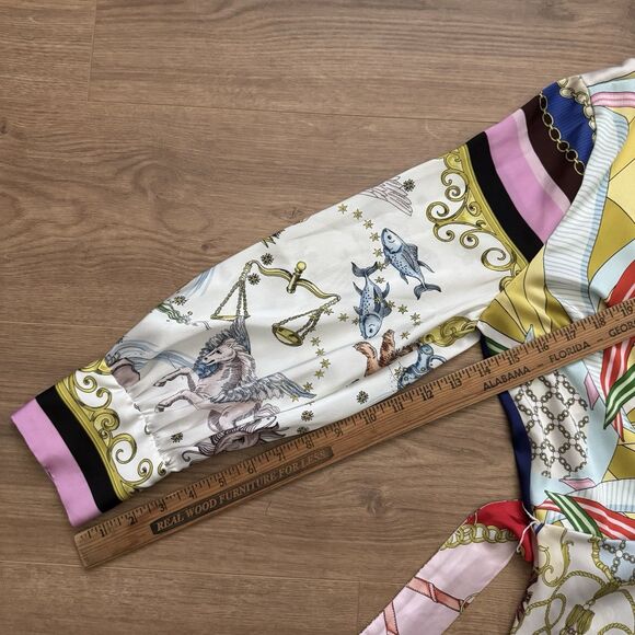 ZARA Dress Multicolored Mini Dress Long Sleeve Silky Satiny Smooth Size Medium - Picture 8 of 10